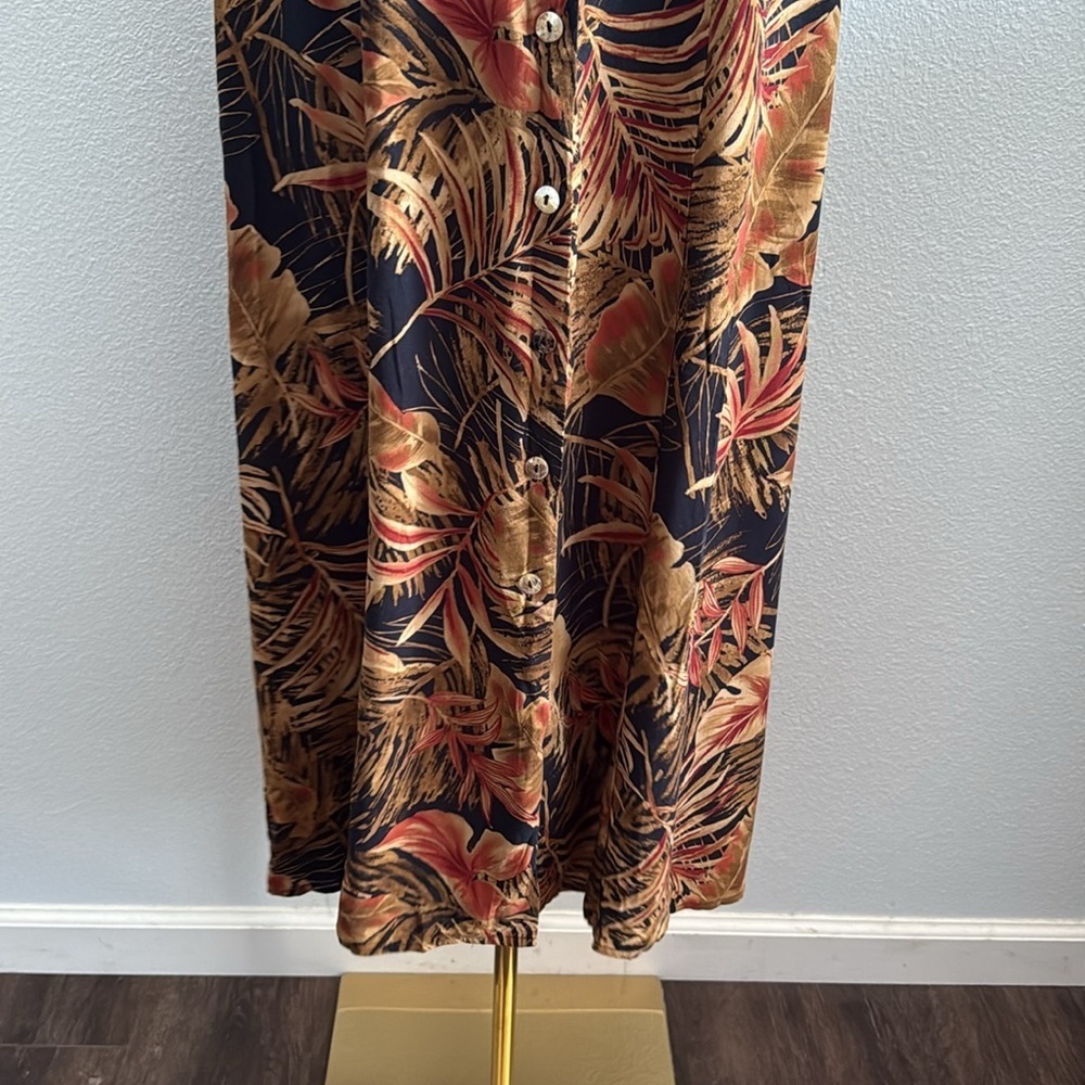T & Company Leaves Print Maxi Dress Size 12 - Picture 3 of 7